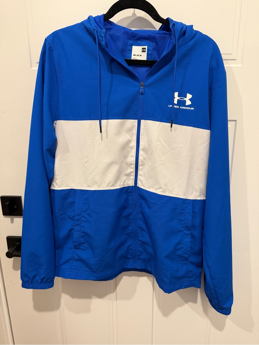 Under Armour Royal Blue and White Men’s Hooded Full Zip Windbreaker Jacket